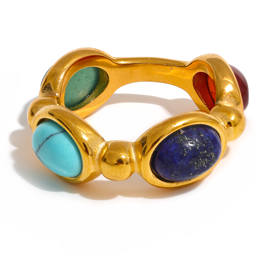 Turquoise, Jade, Agate & Lapis Lazuli Ring
