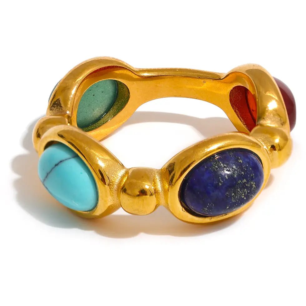 Turquoise, Jade, Agate & Lapis Lazuli Ring Yiwu Landy Jewelry Summer WU