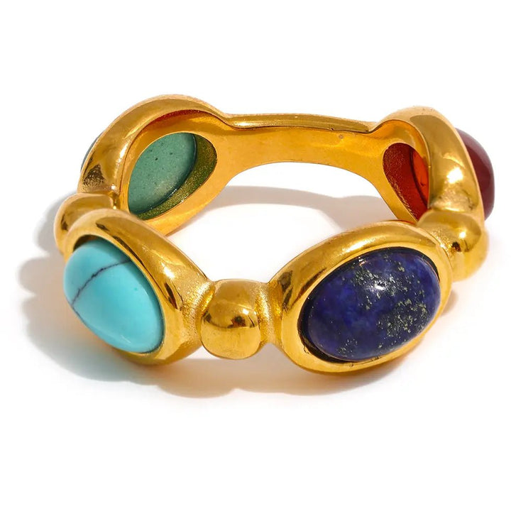 Turquoise, Jade, Agate & Lapis Lazuli Ring Yiwu Landy Jewelry Summer WU