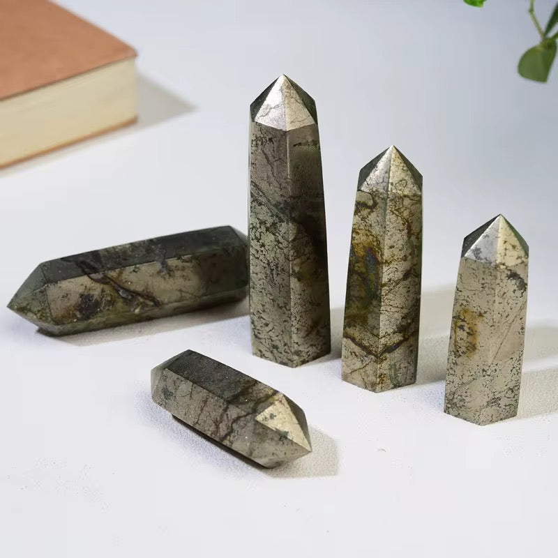 Pyrite hexagon point for Wealth - Raw Spiritual UAE