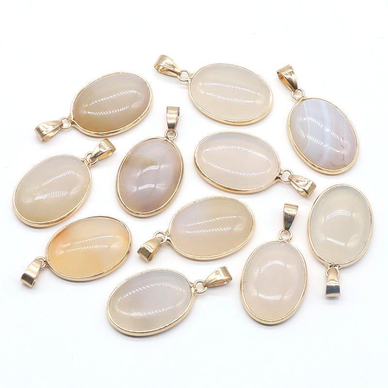 White Agate (Aqeek) Pendant Necklace for Growth, Prosperity, Harmony