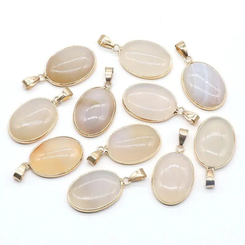 White Agate (Aqeek) Pendant Necklace for Growth, Prosperity, Harmony Yiwu Shanmei Jane