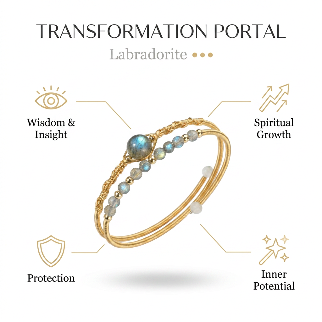 Labradorite Bangle for Transformation & Spiritual growth - Infographic