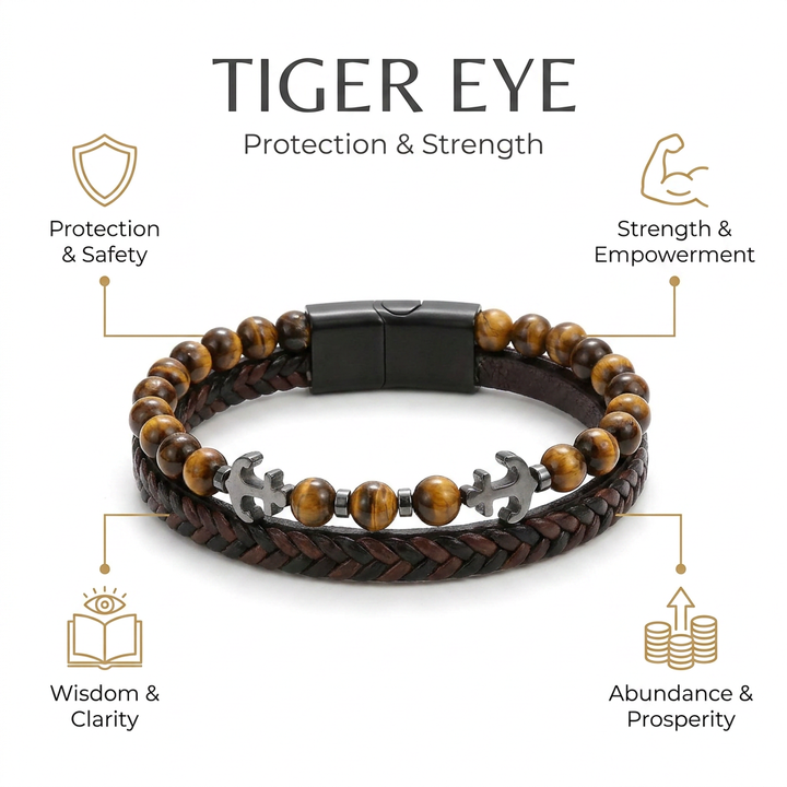 Tiger Eye Magnetic Clasp Bracelet for Protection - Infographic