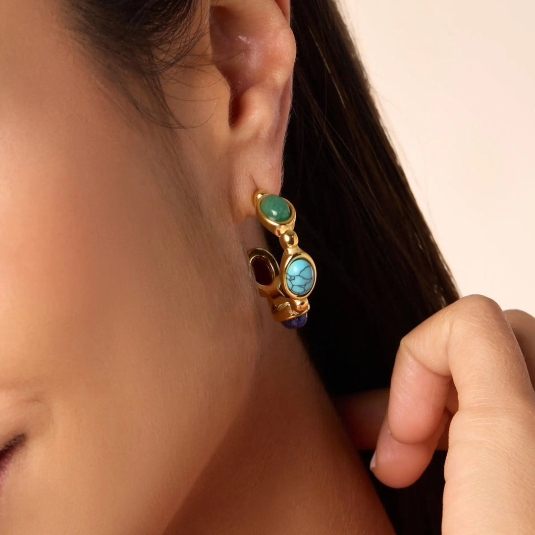 Turquoise, Jade, Agate & Lapis Lazuli Earrings Yiwu Landy Jewelry Summer WU
