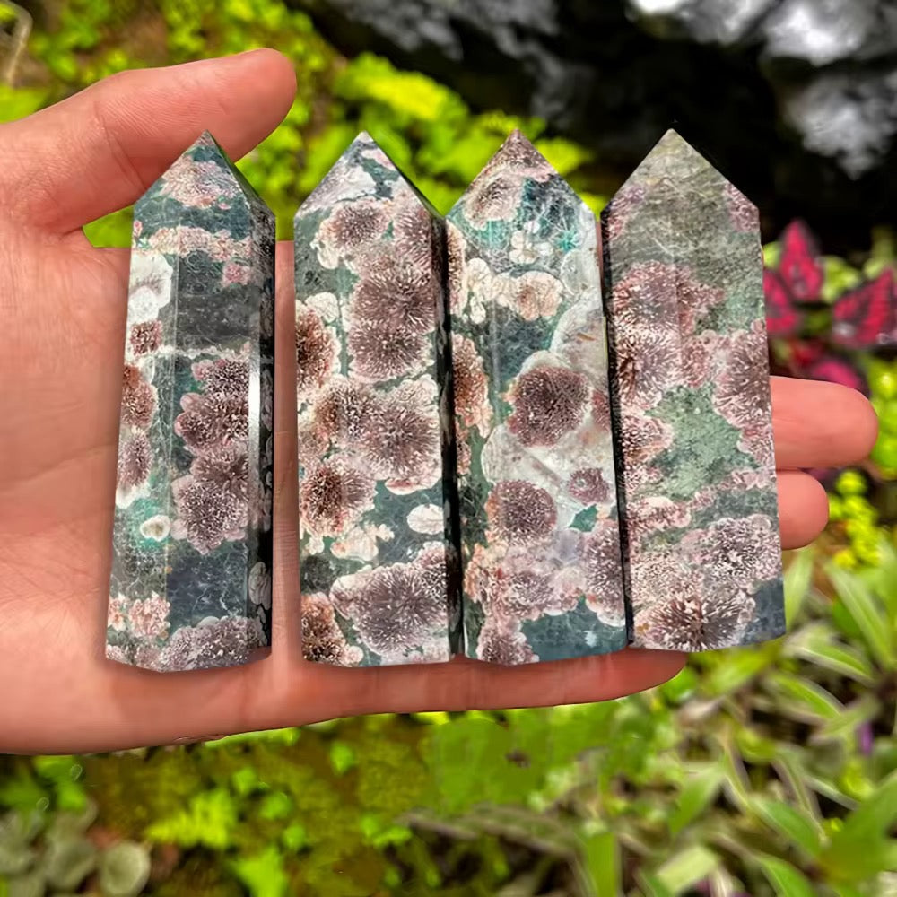 Blossom Agate (Haqik) Hexagon Pillar - Raw Spiritual UAE