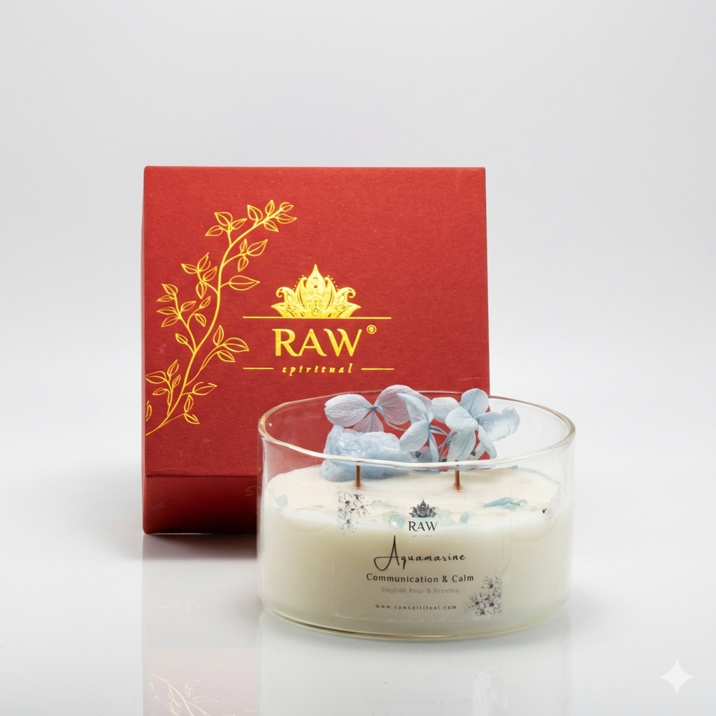 Aquamarine Aromatherapy Crystal Candle for Calm