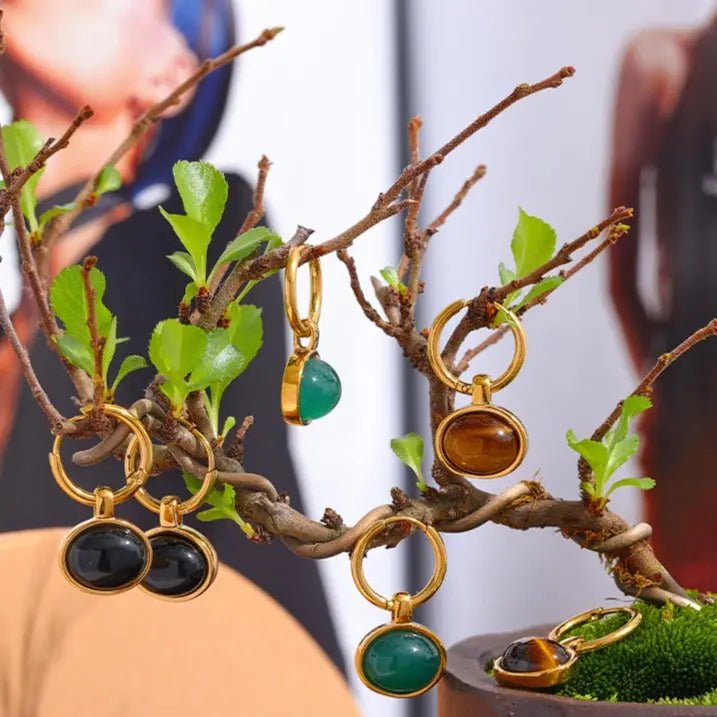 Green Agate (Aqeek) Earrings for Growth & Prosperity Yiwu Jinyou VIMI