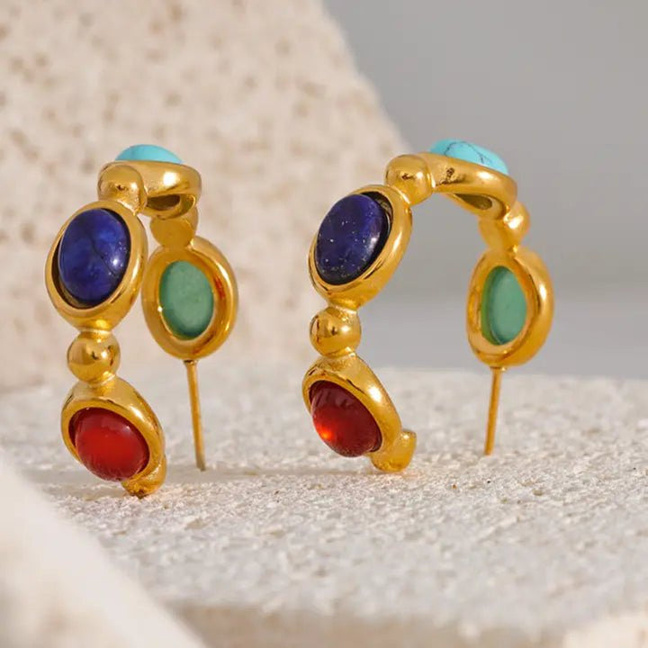 Turquoise, Jade, Agate & Lapis Lazuli Earrings Yiwu Landy Jewelry Summer WU