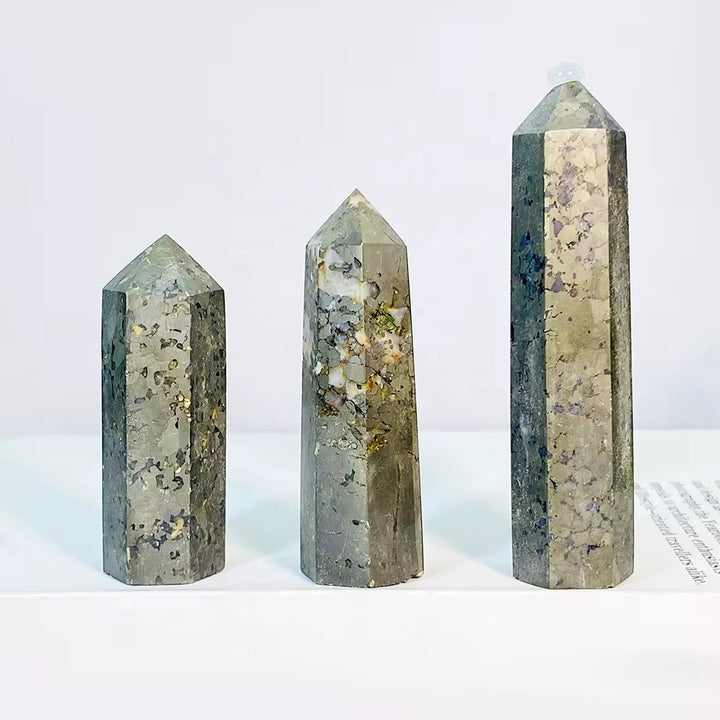 Pyrite hexagon point for Wealth - Raw Spiritual UAE
