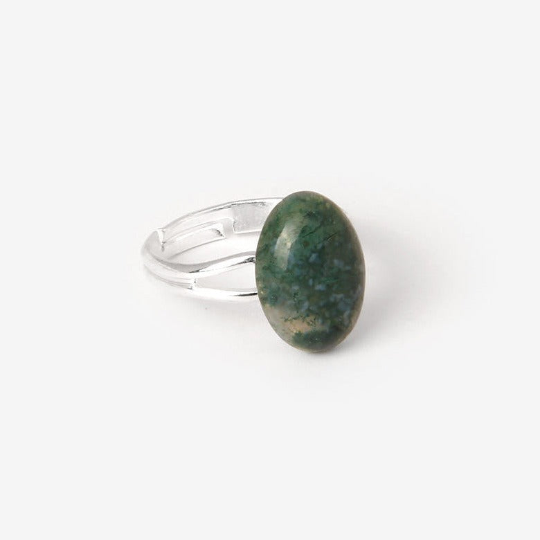 Green Agate (Aqeek) Adjustable Ring for Growth, Prosperity, Harmony