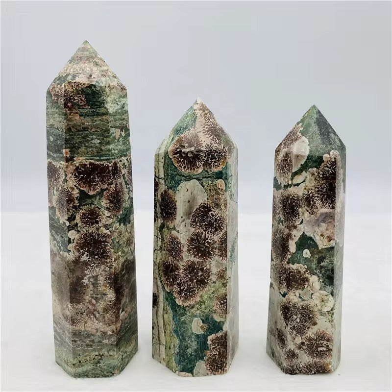 Blossom Agate (Haqik) Hexagon Pillar - Raw Spiritual UAE