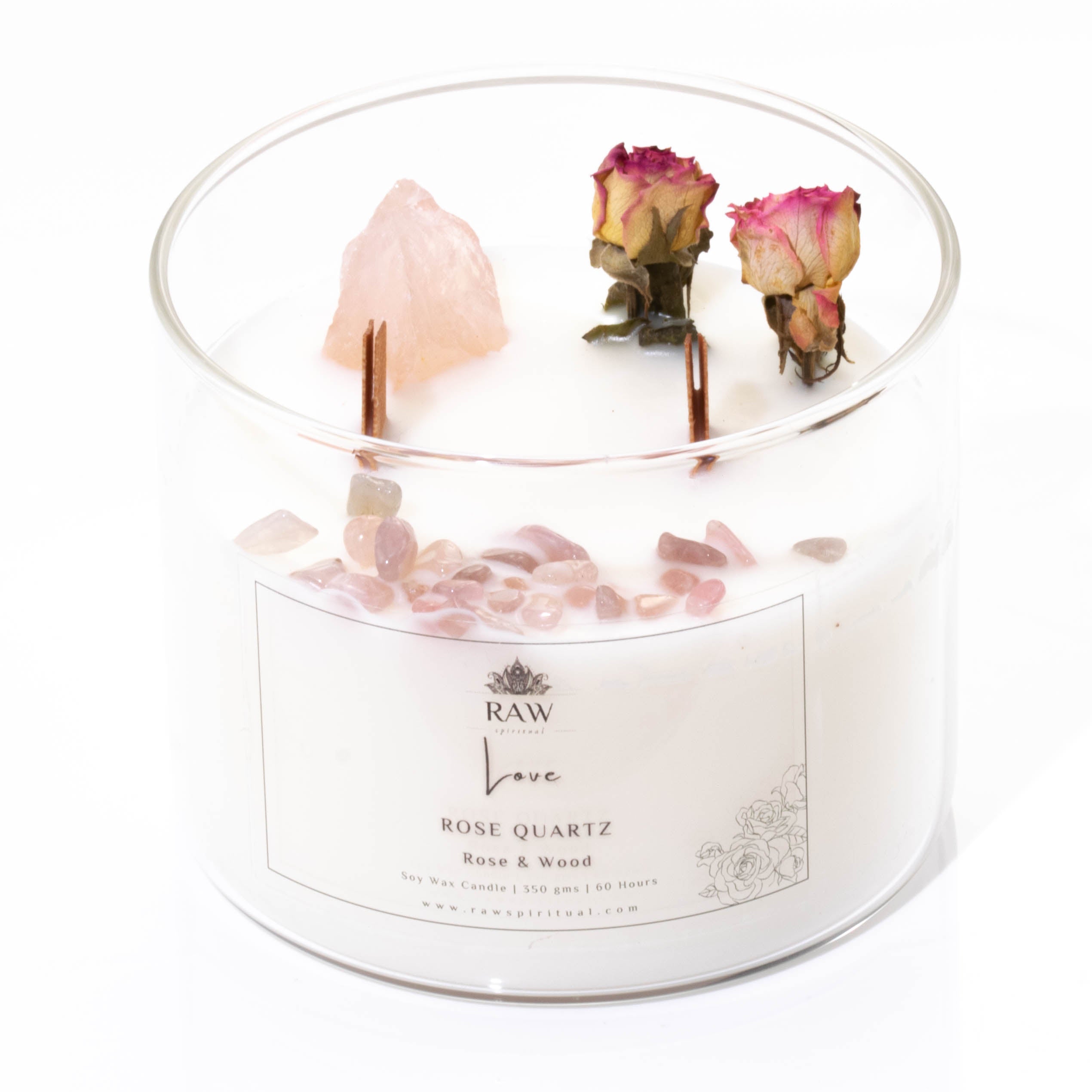 Rose Quartz Aromatherapy Crystal Candle for Love & Relationships