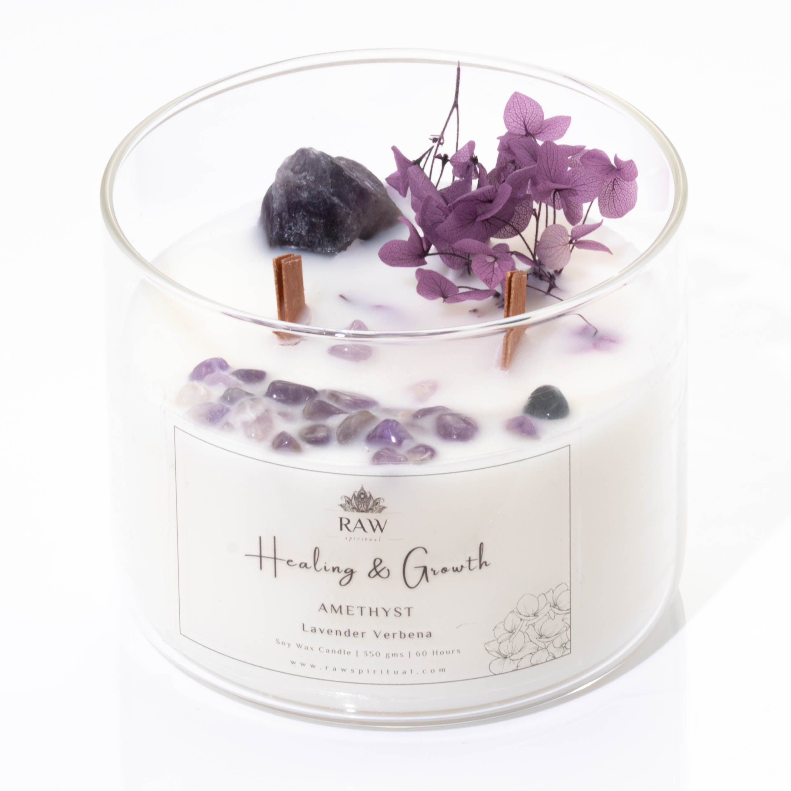 Amethyst Aromatherapy Crystal Candle for Healing & Growth