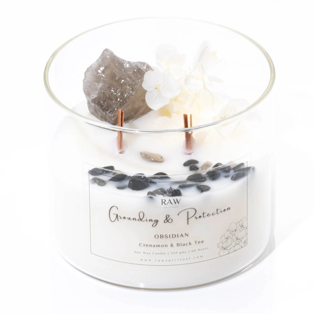 Obsidian Aromatherapy Crystal Candle for Grounding & Protection Yiwu Yi Sheng Nathan Wu
