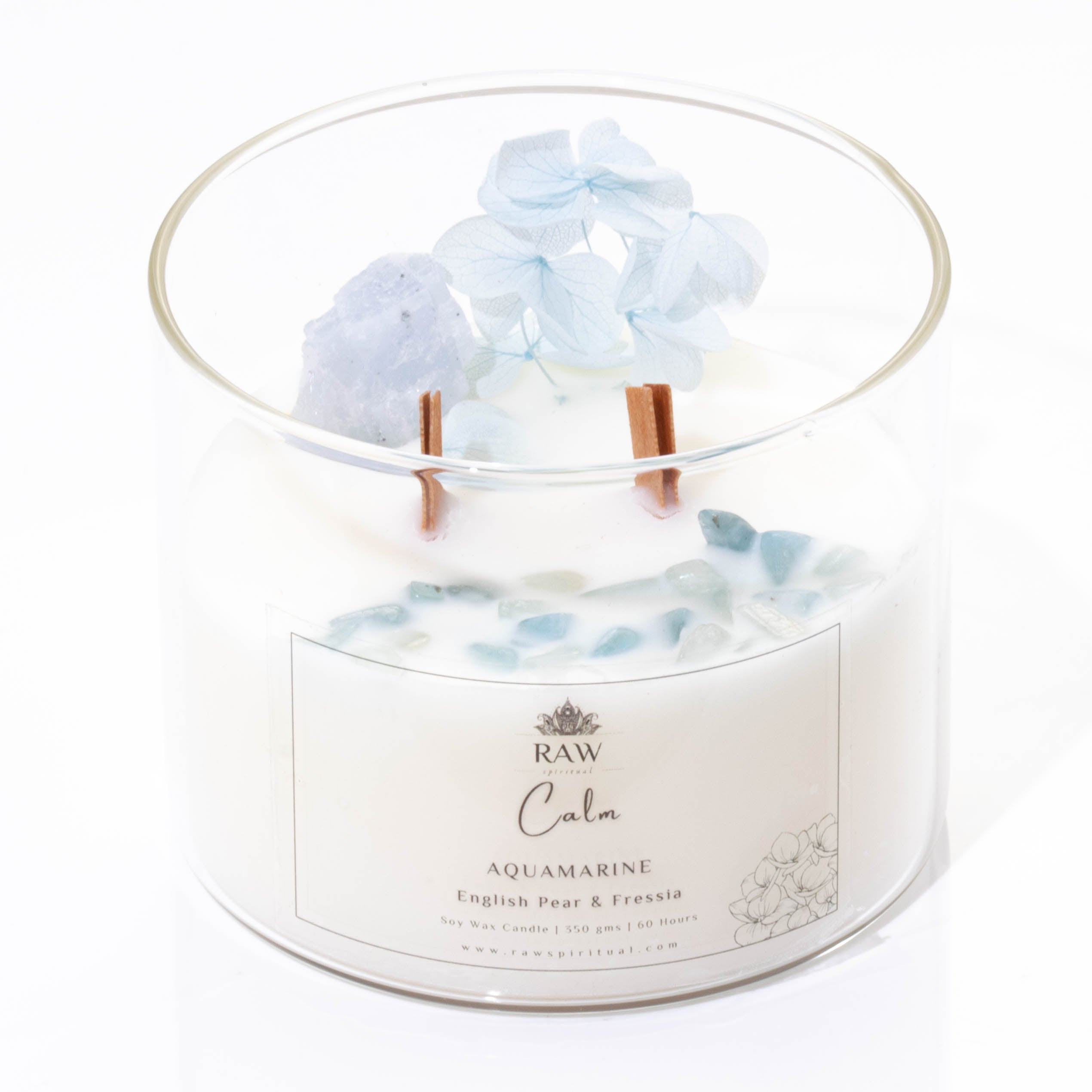 Aquamarine Aromatherapy Crystal Candle for Calm & Inner Peace