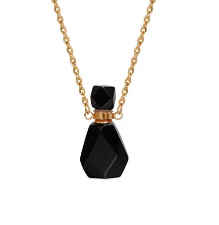 Black Obsidian Perfume Bottle Necklace