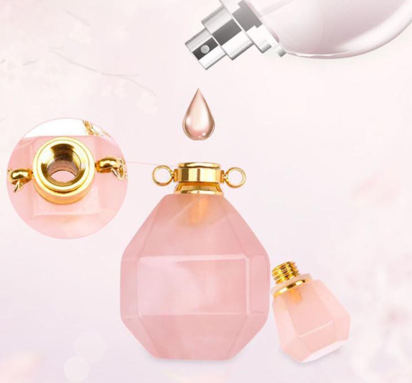 Rose Quartz Perfume Bottle Necklace