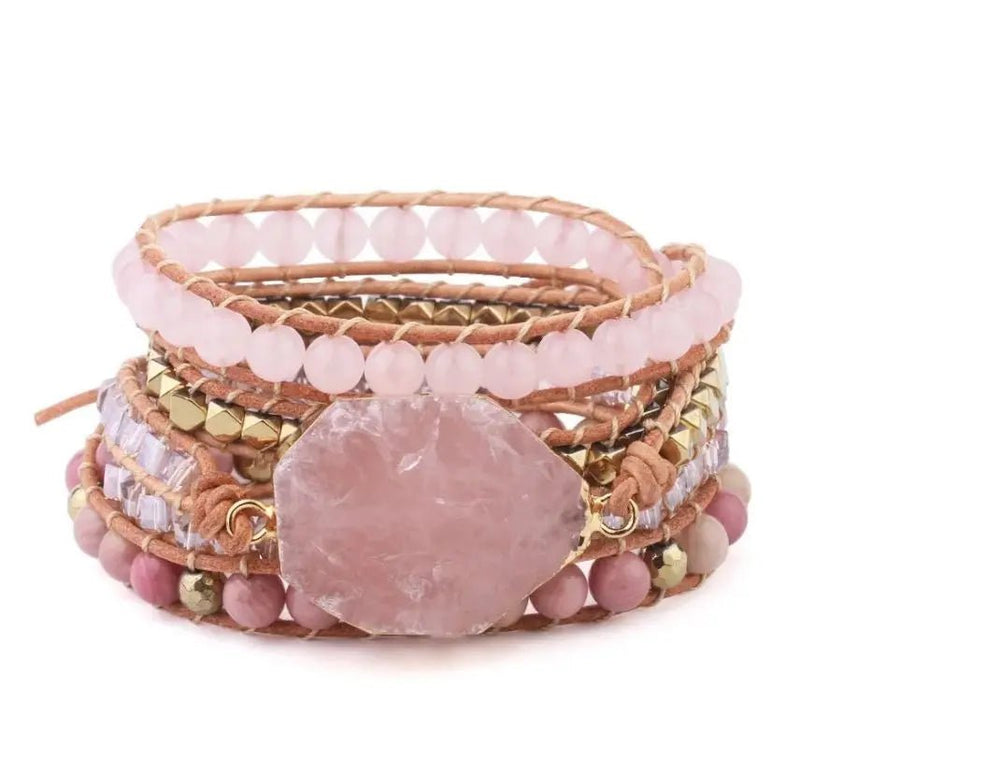 Rose Quartz Boho Wrap Bracelet for Love & Relationships Yiwu Shanmei Jane