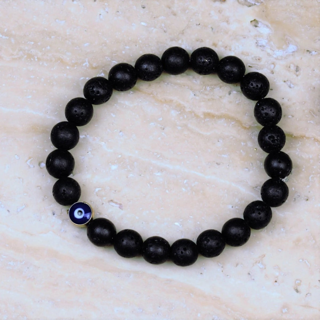 Lava Stone with Evil Eye "Nazar" Bracelet for  Protection Yiwu Shanmei Jane