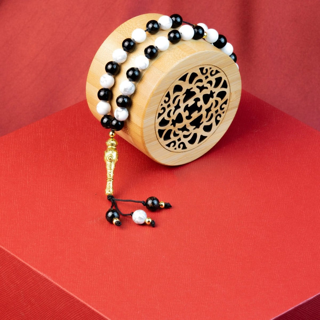 Howlite & Black Tourmaline Misbaha Yiwu Chenhan Yolanda