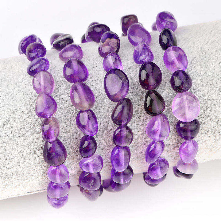 Amethyst Tumbled Oval Bead Bracelet for Healing & Spiritual Awareness Yiwu Shanmei Jane