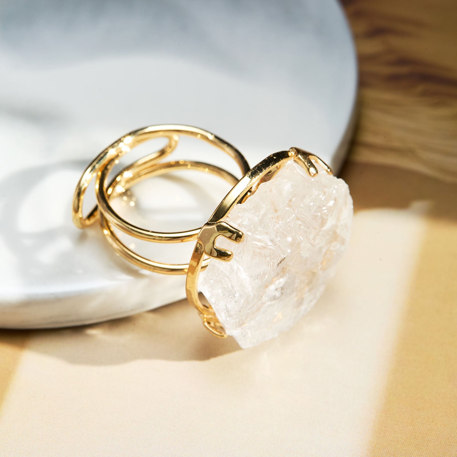 Clear Quartz  (Sphatik)  Chunky Ring for Cleansing