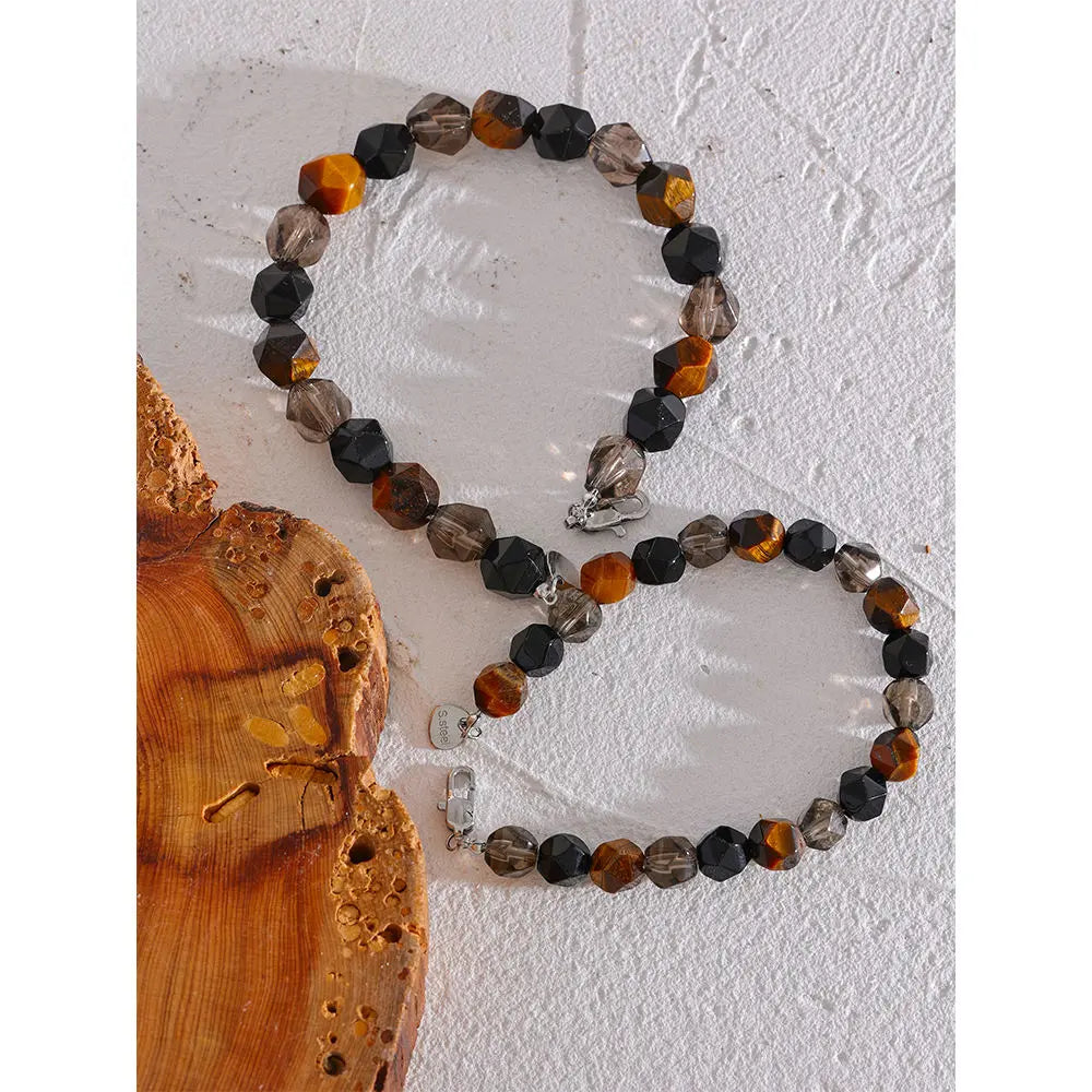 Smoky Quartz, Onyx & Tiger Eye Bracelet for Protection, Courage & Calmness Yiwu Jinyou VIMI