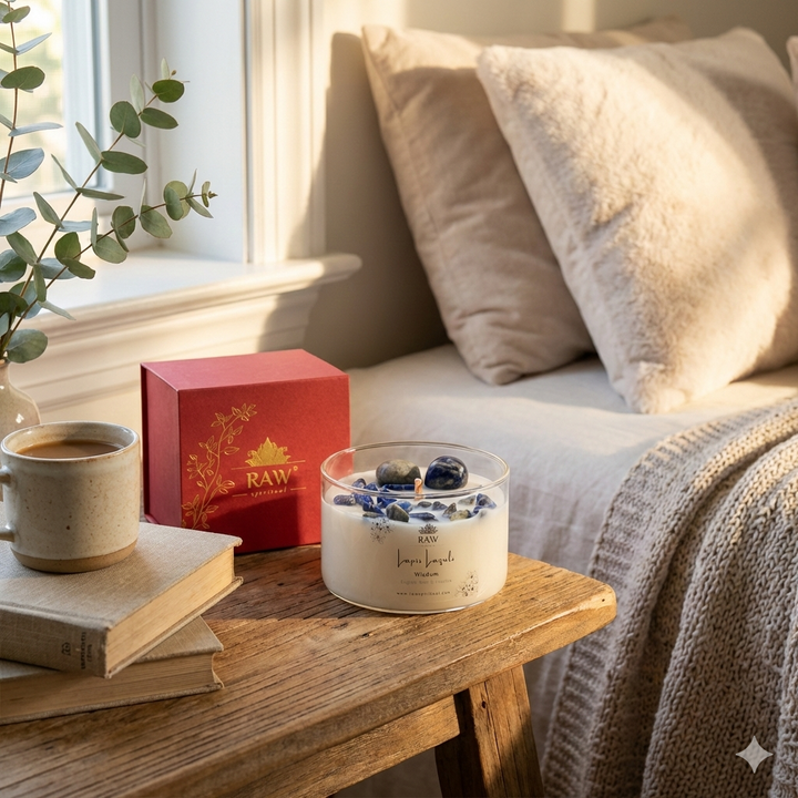 Lapis Lazuli Aromatherapy Crystal Candle for Wisdom