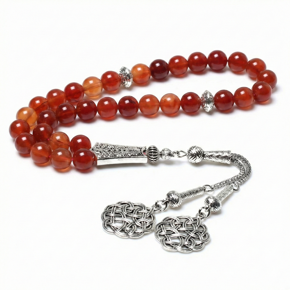 مسبحة من العقيق الأحمر 33 حبة