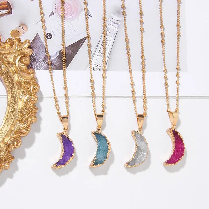 Blue Druzy Pendant in Golden S925 Chain Yiwu Shanmei Jane