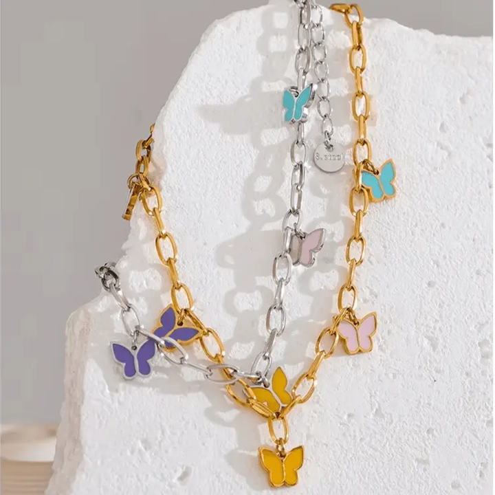 Butterfly Enamel Anklet - Raw Spiritual