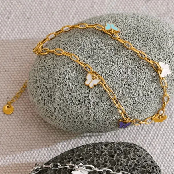 Butterfly Enamel Anklet - Raw Spiritual
