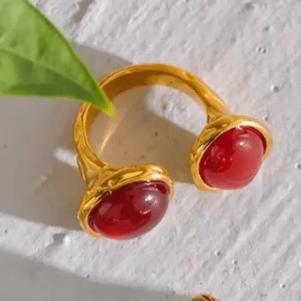 Red Agate (Hakik) Ring for Prosperity - Raw Spiritual