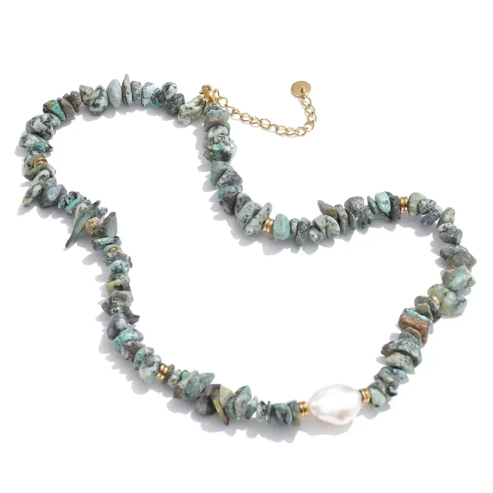 African Turquoise Chip Necklace for Luck - Raw Spiritual