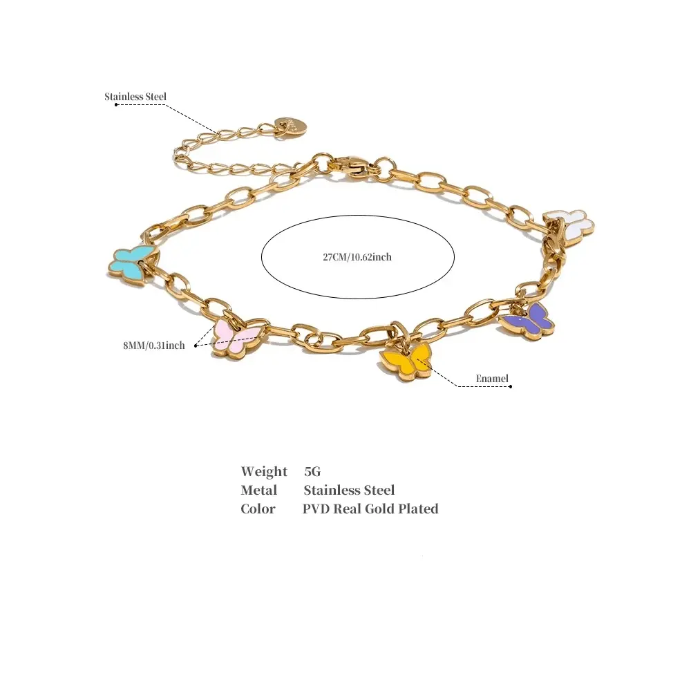 Butterfly Enamel Anklet - Raw Spiritual