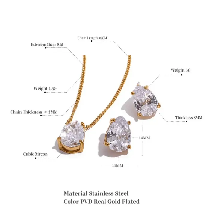 Elodie Necklace & Earrings Set - Raw Spiritual