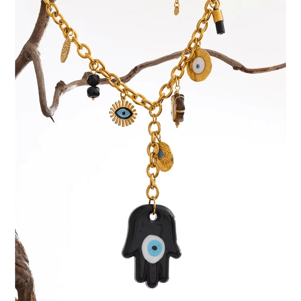 Hamza Hand & Evil Eye "Nazar" Necklace - Raw Spiritual
