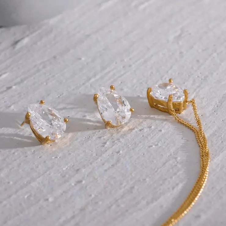 Elodie Necklace & Earrings Set - Raw Spiritual