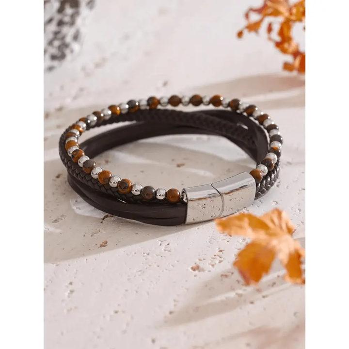 Lapis Lazuli, Tiger Eye, Lava Stone Bracelet - Raw Spiritual