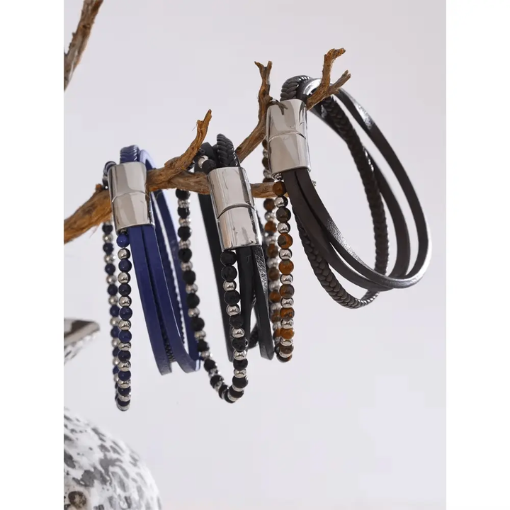 Lapis Lazuli, Tiger Eye, Lava Stone Bracelet - Raw Spiritual