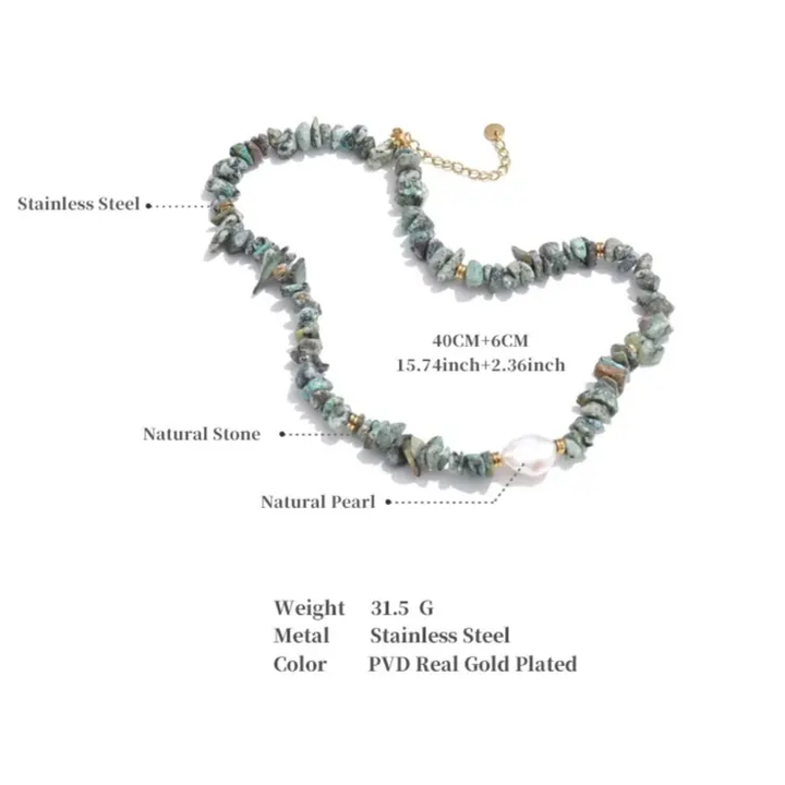 African Turquoise Chip Necklace for Luck - Raw Spiritual