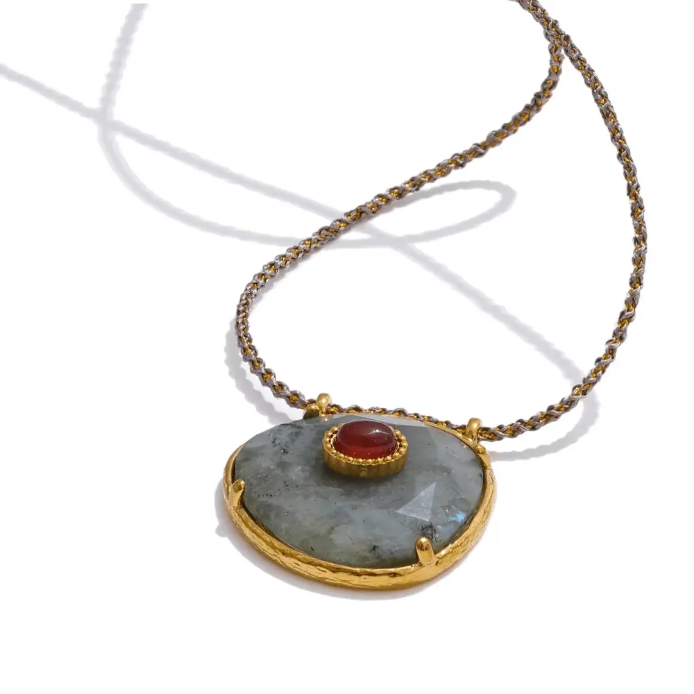 Labradorite & Agate Necklace Transformation & Luck - Raw Spiritual