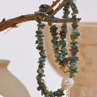 African Turquoise Chip Necklace for Luck - Raw Spiritual