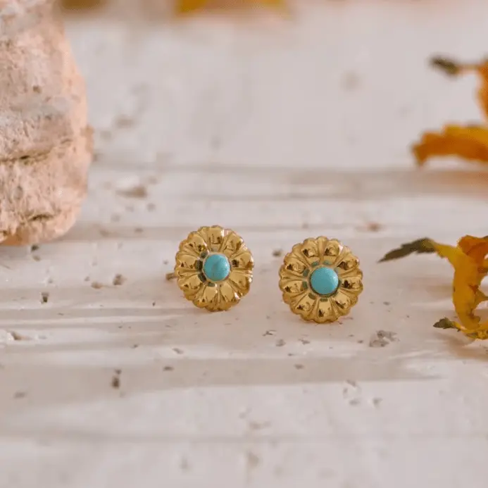 Turquoise  Earring & Necklace Set for Luck - Raw Spiritual