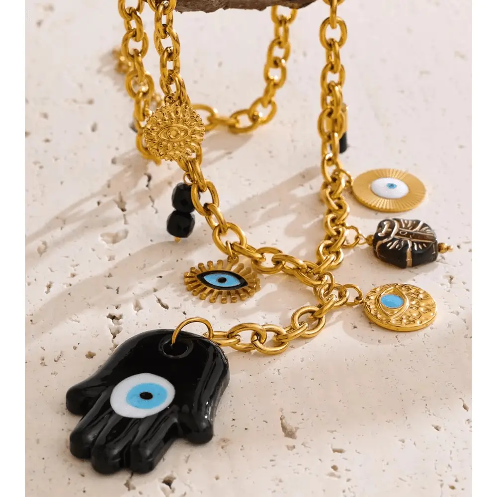 Hamza Hand & Evil Eye "Nazar" Necklace - Raw Spiritual
