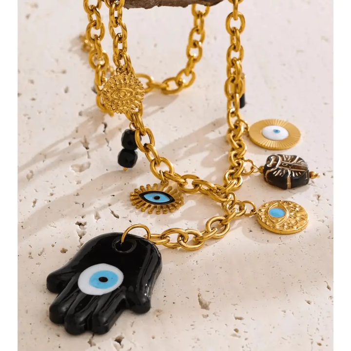 Hamza Hand & Evil Eye "Nazar" Necklace - Raw Spiritual