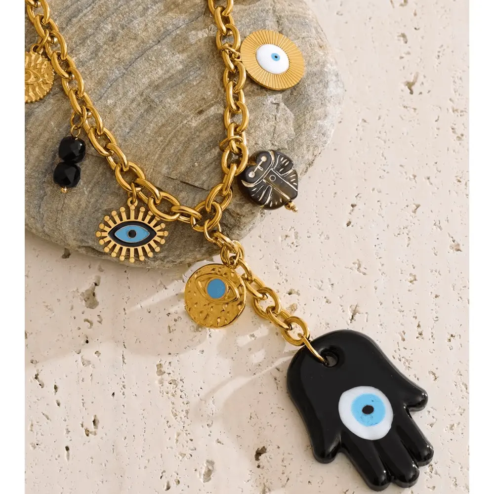 Hamza Hand & Evil Eye "Nazar" Necklace - Raw Spiritual