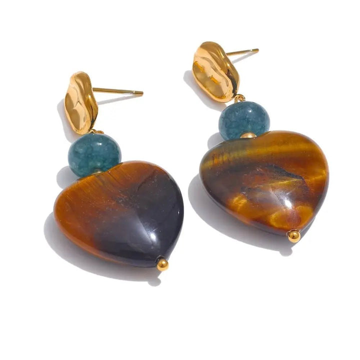 Tiger Eye & Agate Earrings for Courage & Abundance Yiwu Jinyou VIMI
