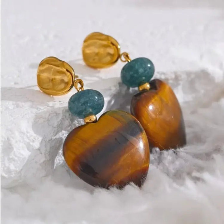 Tiger Eye & Agate Earrings for Courage & Abundance Yiwu Jinyou VIMI